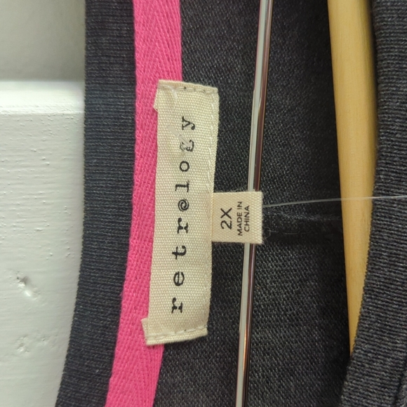 NWT Retrology Plus Dark Grey Knit Side Tie Lace Up Top 2X Lightweight Layers - Picture 5 of 9